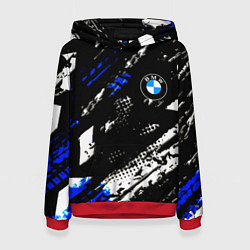 Толстовка-худи женская BMW stripes color auto sport, цвет: 3D-красный