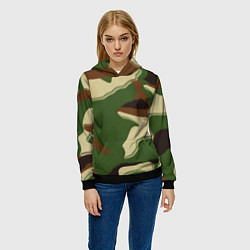 Толстовка-худи женская Камуфляжная текстура, цвет: 3D-черный — фото 2