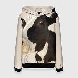 Толстовка-худи женская Настоящая корова, цвет: 3D-черный