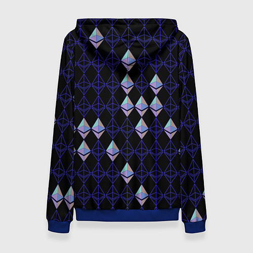 Женская толстовка Криптовалюта Ethereum на черном / 3D-Синий – фото 2