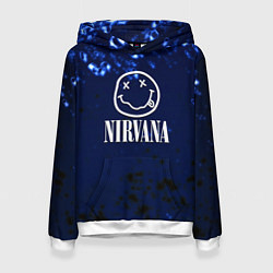 Толстовка-худи женская Nirvana рок краски, цвет: 3D-белый