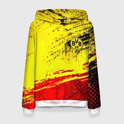 Толстовка-худи женская Borussia color краски спорт, цвет: 3D-белый
