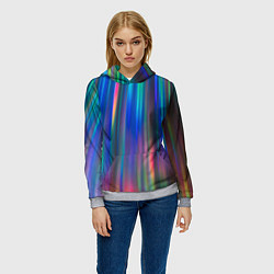 Толстовка-худи женская Радужные лучи, цвет: 3D-меланж — фото 2