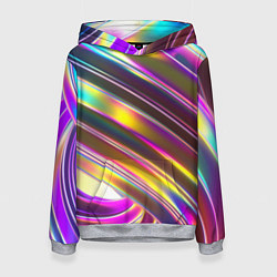 Толстовка-худи женская Неоновый скрученный металл разноцветный, цвет: 3D-меланж