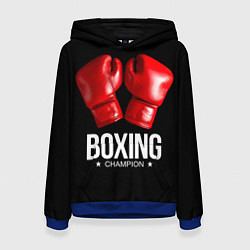 Толстовка-худи женская Boxing Champion, цвет: 3D-синий