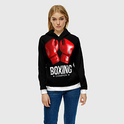Толстовка-худи женская Boxing Champion, цвет: 3D-белый — фото 2