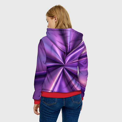 Женская толстовка Металлический фиолетовый атлас ткань / 3D-Красный – фото 4