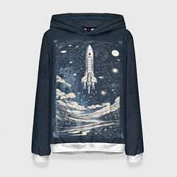 Женская толстовка Винтажный постер космос титан ракета