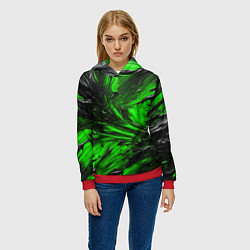 Толстовка-худи женская Чёрная и зелёная субстанция, цвет: 3D-красный — фото 2