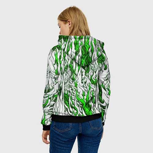 Женская толстовка Белый и зелёный узор / 3D-Черный – фото 4