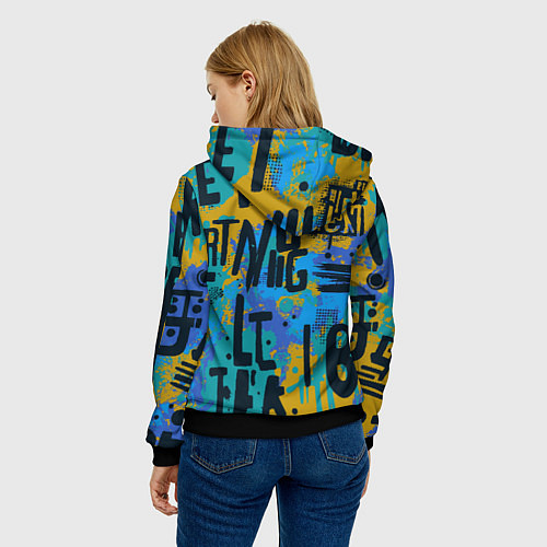 Женская толстовка Крупные буквы на цветном фоне / 3D-Черный – фото 4