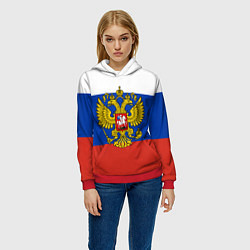 Толстовка-худи женская Флаг России с гербом, цвет: 3D-красный — фото 2