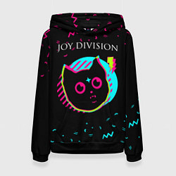 Толстовка-худи женская Joy Division - rock star cat, цвет: 3D-черный