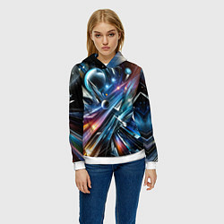 Толстовка-худи женская Космос - футуризм, цвет: 3D-белый — фото 2