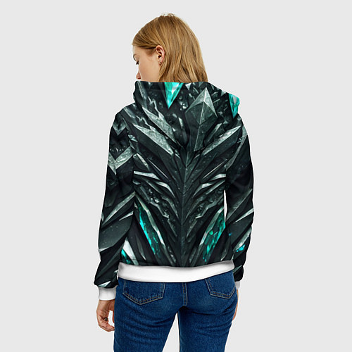 Женская толстовка Зелёная малахитовая броня / 3D-Белый – фото 4
