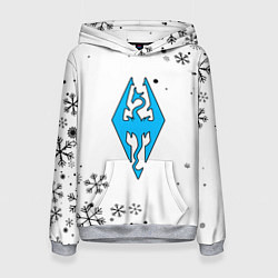 Толстовка-худи женская Skyrim logo winter, цвет: 3D-меланж