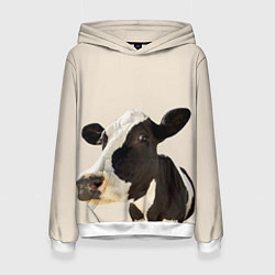 Женская толстовка Корова на бежевом фоне