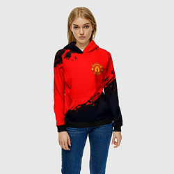 Толстовка-худи женская Manchester United colors sport, цвет: 3D-черный — фото 2