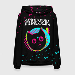 Толстовка-худи женская Maneskin - rock star cat, цвет: 3D-черный