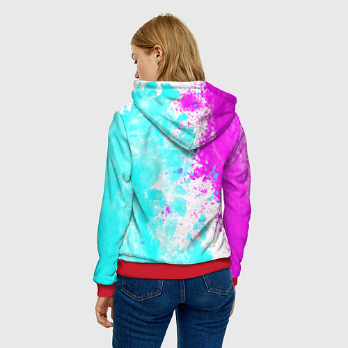 Женская толстовка New world неоновые краски / 3D-Красный – фото 4
