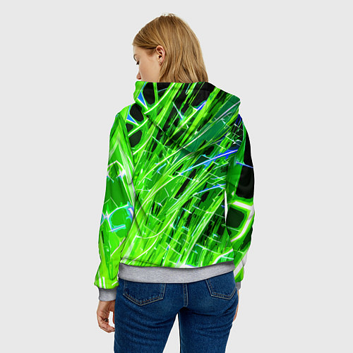 Женская толстовка Зелёные энергетические линии / 3D-Меланж – фото 4