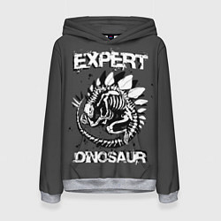 Толстовка-худи женская Dinosaur expert, цвет: 3D-меланж