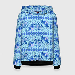 Женская толстовка Паттерн гжель узоры и цветы