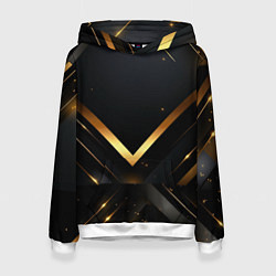 Толстовка-худи женская Gold luxury black abstract, цвет: 3D-белый