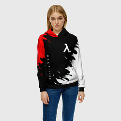 Толстовка-худи женская Half life текстура огонь, цвет: 3D-черный — фото 2