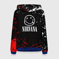 Толстовка-худи женская Nirvana брызги красок, цвет: 3D-синий