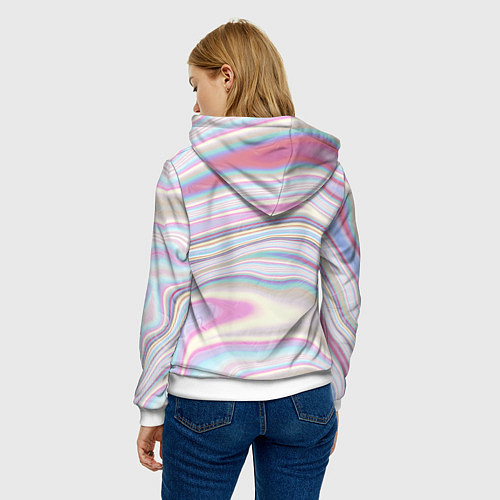Женская толстовка Мрамор узор розово-голубой / 3D-Белый – фото 4