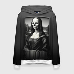 Толстовка-худи женская Мона Лиза Black skull, цвет: 3D-белый