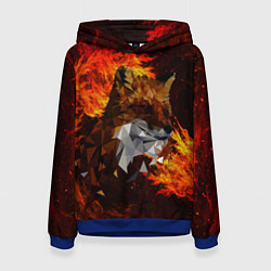 Толстовка-худи женская Fire fox flame, цвет: 3D-синий