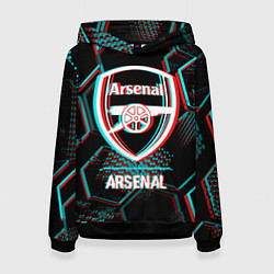 Женская толстовка Arsenal FC в стиле glitch на темном фоне