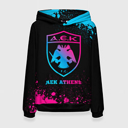 Толстовка-худи женская AEK Athens - neon gradient, цвет: 3D-черный