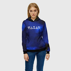 Толстовка-худи женская Ведьмак лого космос, цвет: 3D-черный — фото 2