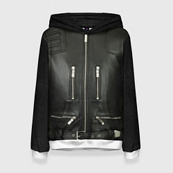 Толстовка-худи женская Terminator first - leather jacket, цвет: 3D-белый