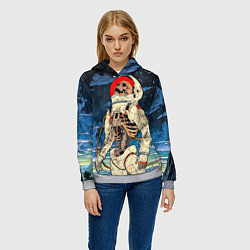 Толстовка-худи женская Скелет - астронавт, цвет: 3D-меланж — фото 2