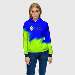 Толстовка-худи женская Xbox кислотный стиль текстура, цвет: 3D-синий — фото 2