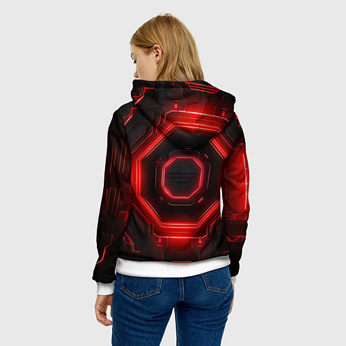 Женская толстовка Nvidia style black and red neon / 3D-Белый – фото 4