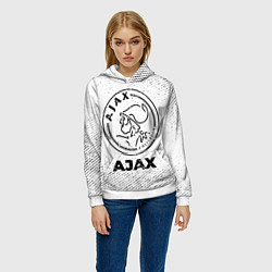 Толстовка-худи женская Ajax с потертостями на светлом фоне, цвет: 3D-белый — фото 2