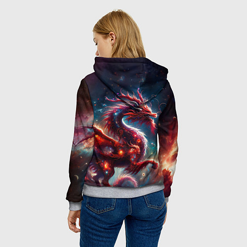 Женская толстовка Красный космический дракон / 3D-Меланж – фото 4
