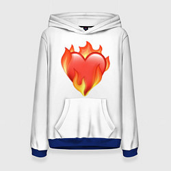 Толстовка-худи женская Сердце в огне эмодзи, цвет: 3D-синий