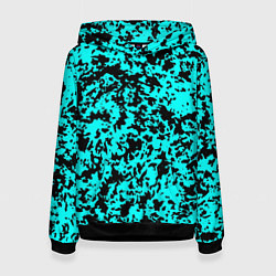 Женская толстовка Пятнистый яркий чёрно-голубой