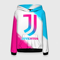 Толстовка-худи женская Juventus neon gradient style, цвет: 3D-черный