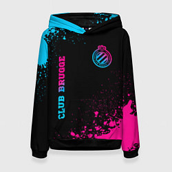 Толстовка-худи женская Club Brugge - neon gradient вертикально, цвет: 3D-черный