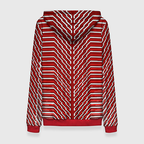 Женская толстовка Белые линии на красном фоне / 3D-Красный – фото 2