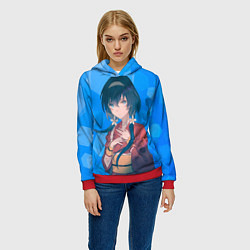 Толстовка-худи женская Кека Изуми из Бродячих псов, цвет: 3D-красный — фото 2