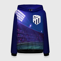 Толстовка-худи женская Atletico Madrid ночное поле, цвет: 3D-черный