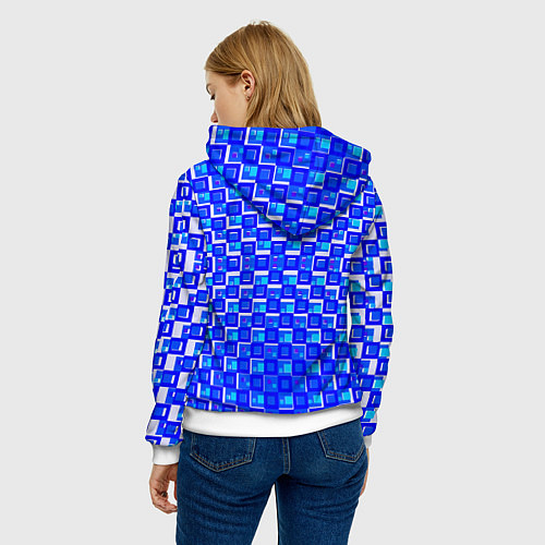 Женская толстовка Синие квадраты на белом фоне / 3D-Белый – фото 4